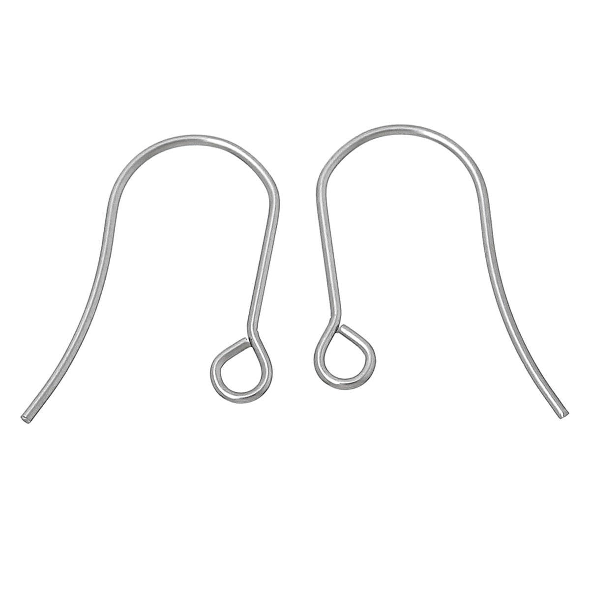 E128B - 1000 pcs 304 Stainless Steel Earring Hooks with Loop Hole - 19mm x 14mm - Tarnish Resistant!