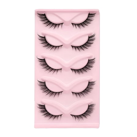 RAGUPEL 5 Pairs Cat Eye Lashes 3D Lashes Natural Curling False Eyelashes