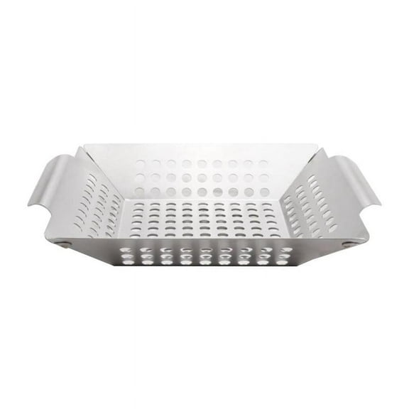 Stainless Steel Barbecue Vegetable Grilling Basket Large Square Grill Wok Pan Non Stick BBQ Accessories for All Grills & Smokers