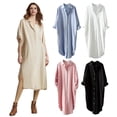 thumbnail image 2 of awjaisca Women Shirt Lapel Long Sleeve Buttons Placket Shirt Tops with Pockets Pure Color Regular Fit Casual Shirt Work Daily Life Wear, 2 of 8