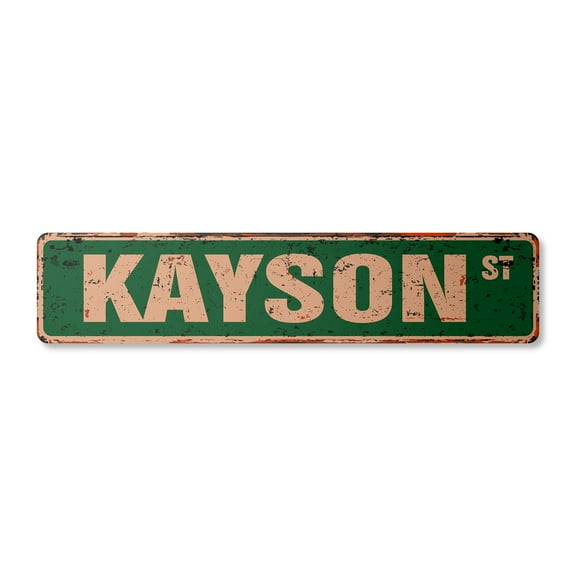 KAYSON Vintage Plastic Street Sign Childrens Name Room Sign | Indoor/Outdoor | Â 30" Wide
