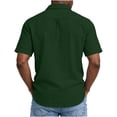 thumbnail image 6 of Lenago Men's Shirts Summer Imitation Linen Solid Color Casual Short Sleeved Collar Double Pocket Button Short Sleeved Top Shirts for Men, 6 of 8