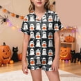 thumbnail image 2 of Pandaie 2 Piece Little Girls Full Ghost Print Short Sleeve Pajamas Set Halloween Kid Sleepwear Outfits Black,2-3 Years, 2 of 5