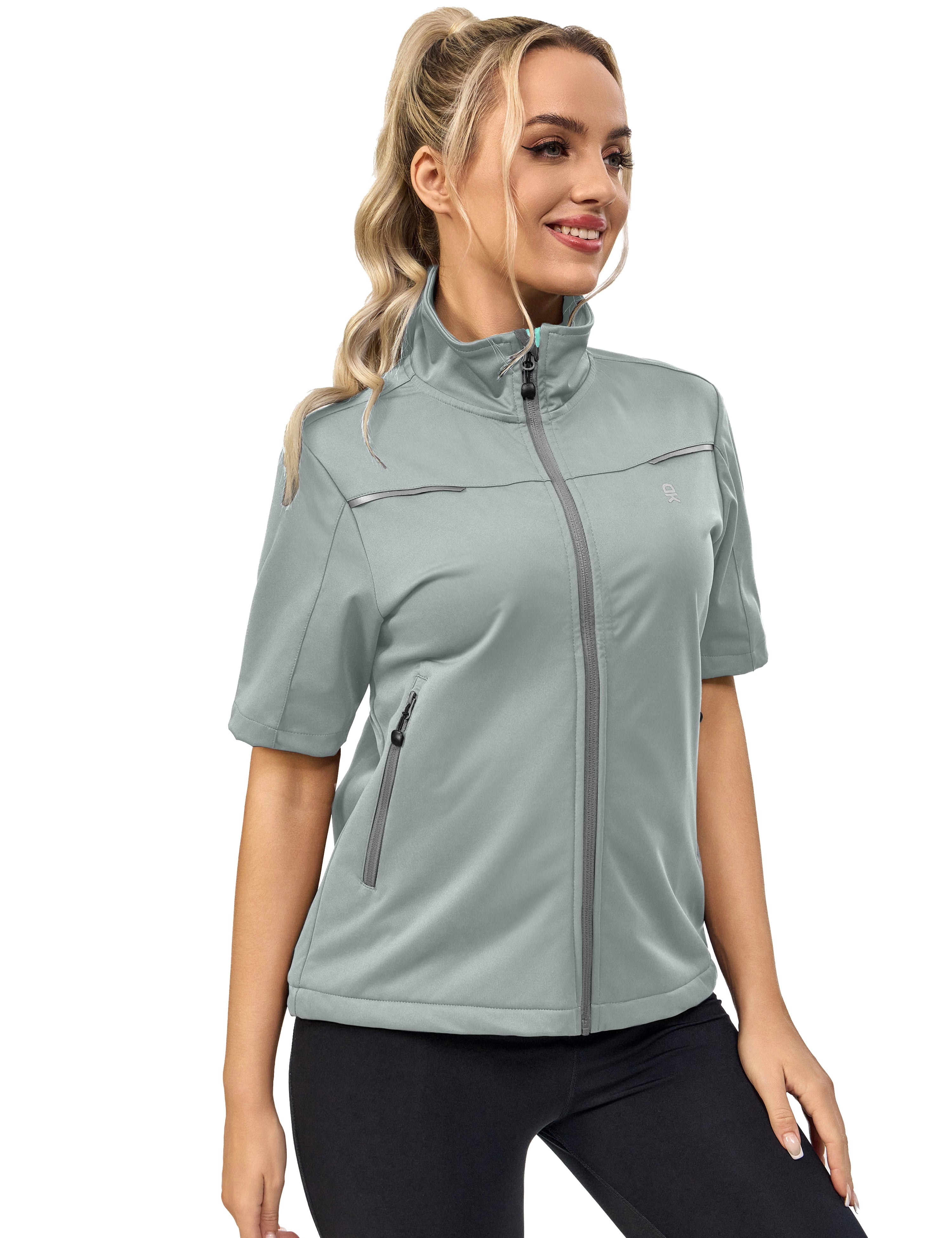 Little Donkey Andy Women's Short Sleeve Jacket Windproof Lightweight Vest for Golf Hiking Running Light Grey XXL
