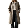 thumbnail image 3 of XRoczxe Women's Plaid Long Trench Coat, Classic Lapel Button Down Checkered Jacket, Casual Fall Winter Outerwear with Pockets for Daily Work Wear S-XXL, 3 of 6