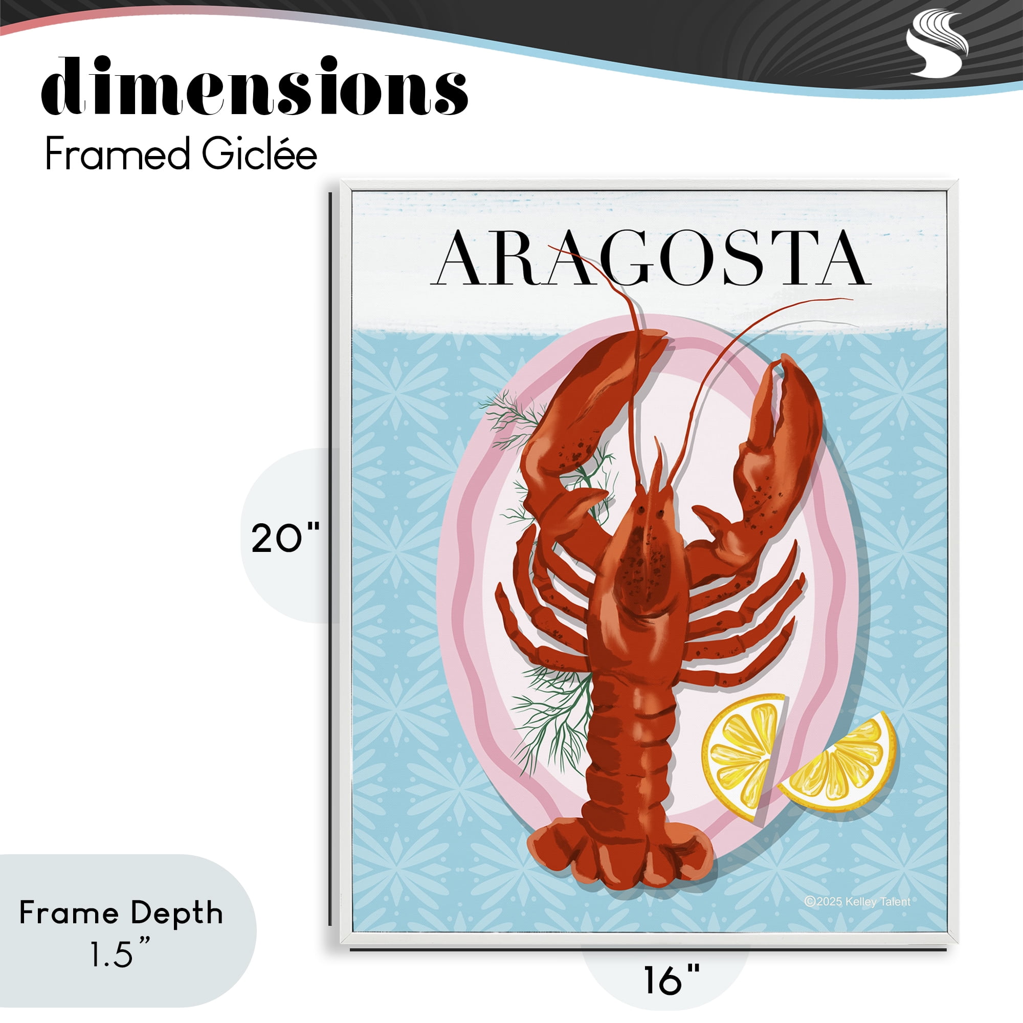 Stupell Industries Aragosta Lobster Dish White Framed Giclee Art, design by Kelley Talent