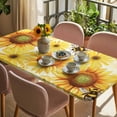 thumbnail image 3 of Sunflower Table Cloths for 3 Foot Rectangle Tables, Yellow Floral Elegant Flowers Pastoral Patio Waterproof Elastic Fitted Tablecloths, Washable Rectangular Table Cover for Camping, 3 of 8
