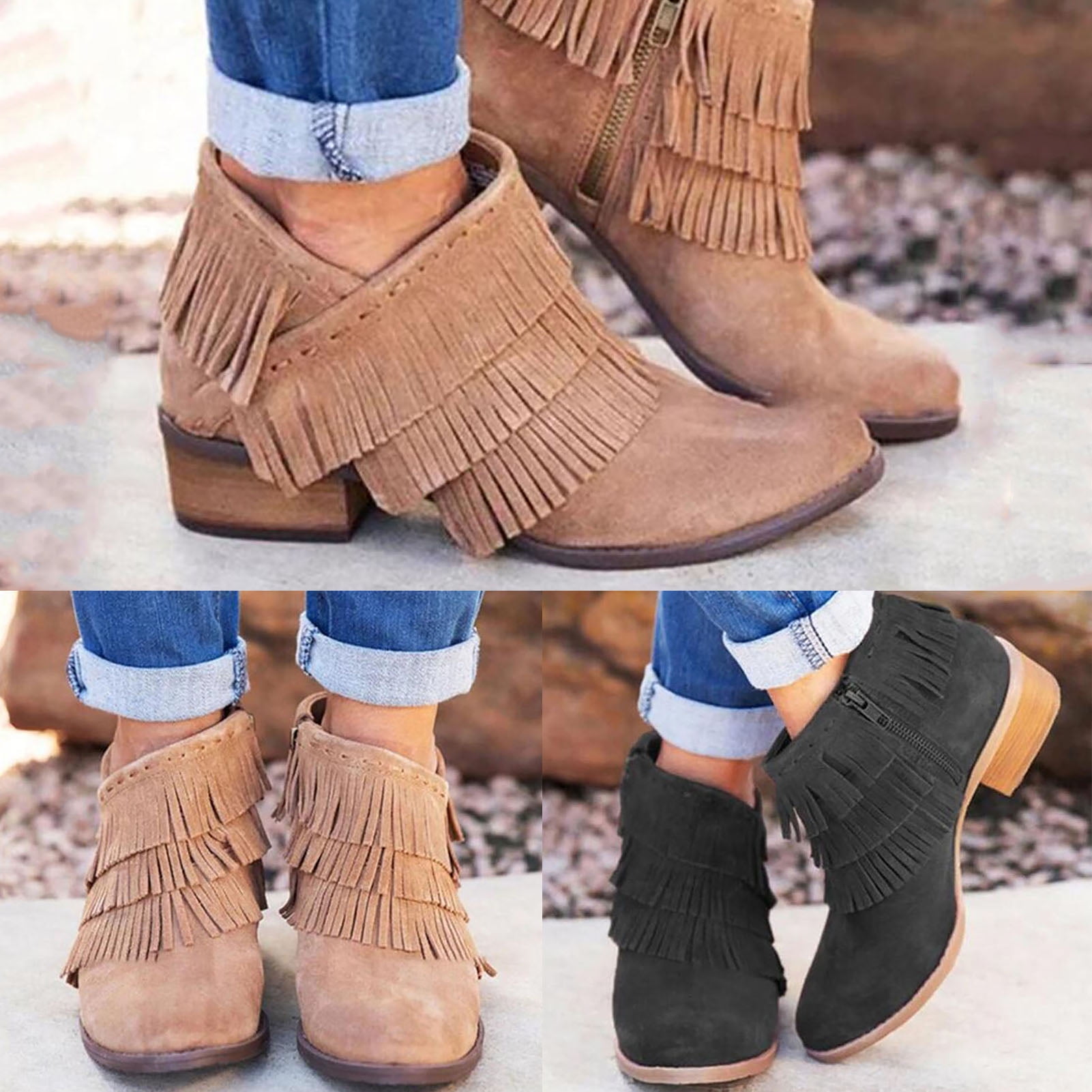 womens tassel ankle boots