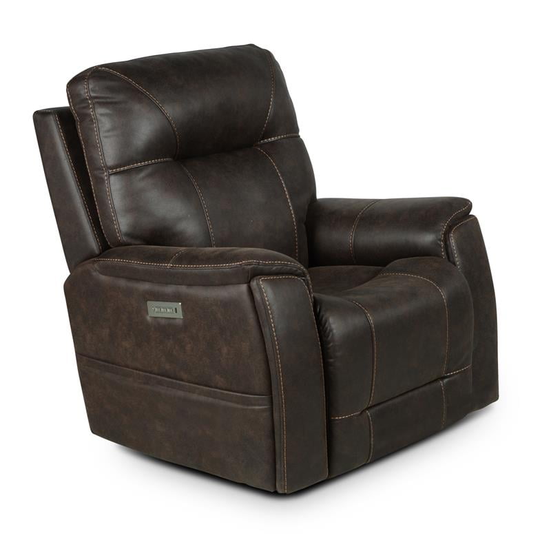 Lexington Brown Faux Leather Power Media Recliner