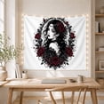 thumbnail image 5 of Portrait Figure Long With Voluminous Wavy Hair Ornate, Spooky Gothic for Gothic Decor Fans, Dark Art Decor, Halloween Gift, Tapestry Wall Hanging for Bedroom and Dorm, 5 of 7