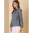 thumbnail image 4 of INSPIRE CHIC Women's Side Bow Tie Neck Long Sleeve Floral Ruffled Blouse, 4 of 6
