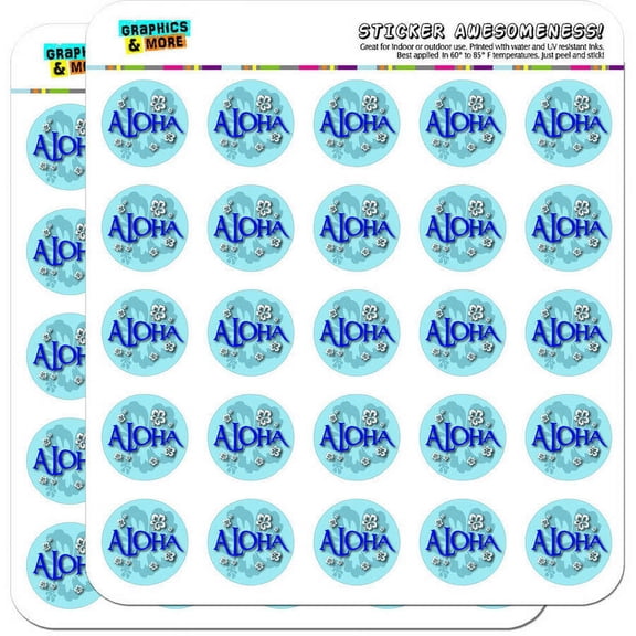 Aloha Hawaiian Greeting Hibiscus Flowers 50 1" Planner Calendar Scrapbooking Crafting Stickers