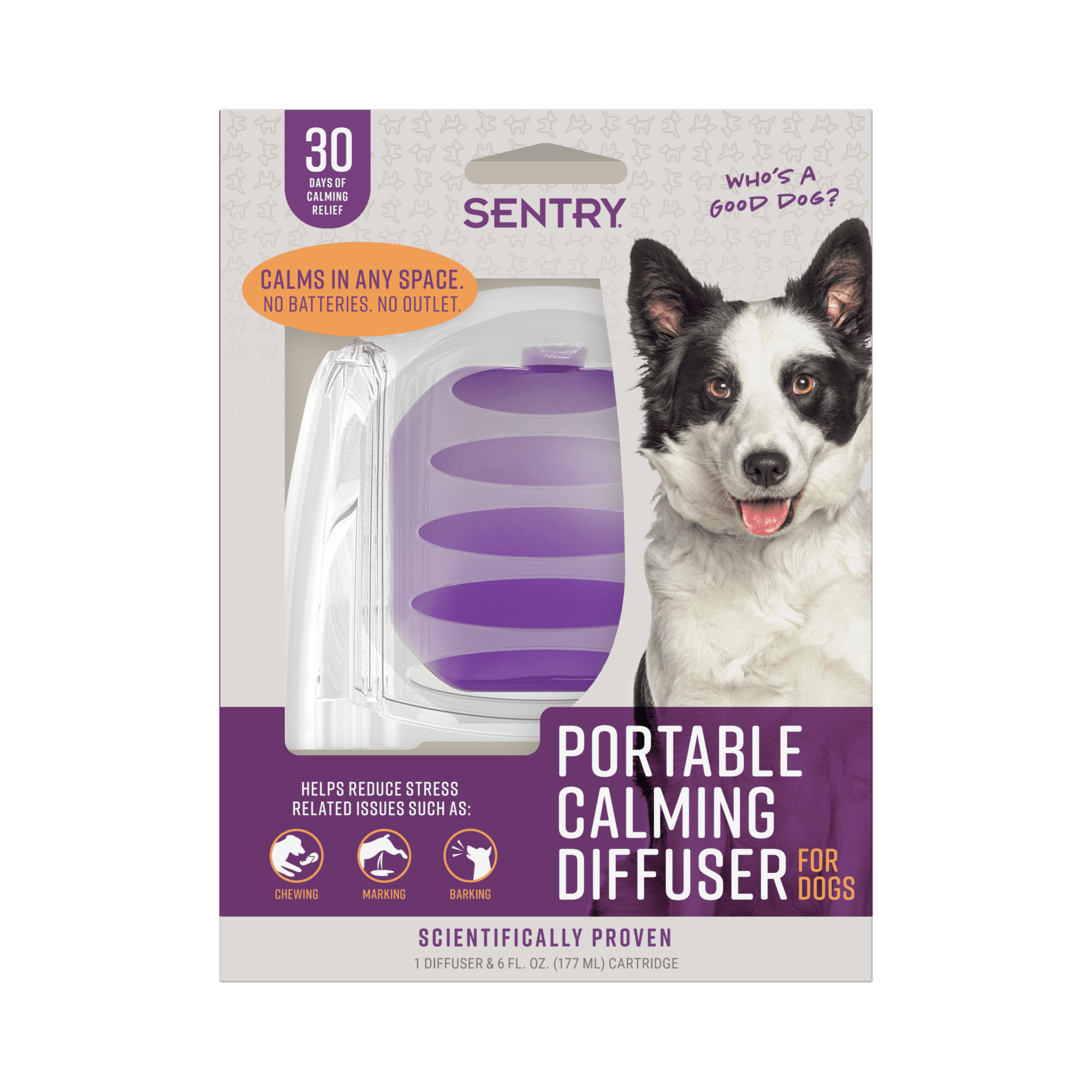 (6 pack) SENTRY Portable Calming Pheromone Diffuser Pack for Dogs, Helps Reduce Stress, Base with 6 oz Pod