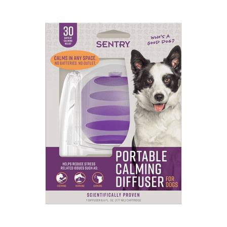SENTRY Portable Calming Pheromone Diffuser Pack for Dogs, Helps Reduce Stress, Base with 6 oz Pod
