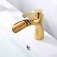 thumbnail image 4 of Grifo de lavabo de baño de lujo, grifos de cascada monomando, acabado en oro pulido, para baño con 1 orificio, 4 of 5