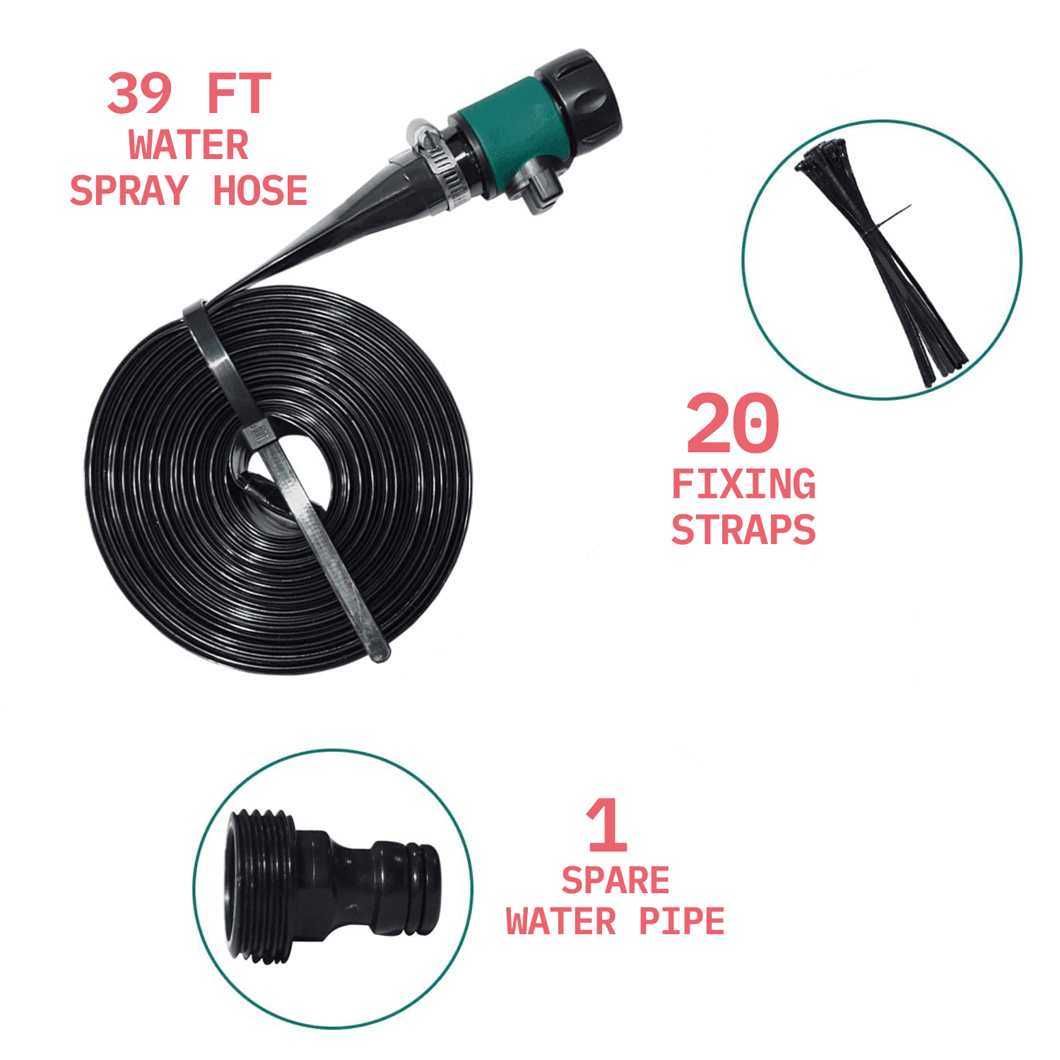 Lillian 39-feet Trampoline Sprinkler Water 12 Meters with Connector Flexible PVC Lawn Spray Water Sprinkler Garden Sprinkler Water Hose Irrigation Sprinkling Cooling Summer Toy for Kid Children