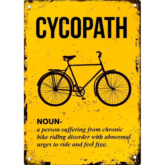 Vintage Cycopath Cycling Sign - Funny Bike Shed Decor, Retro Garage Workshop Plaque, 8x12in Metal Tin Sign, Mancave Bike Decor