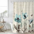 thumbnail image 6 of Teal Spring Floral Shower Curtain Set - Extra Long 72" x 96" Washable Bathtub Curtain with 12 Hooks, Vintage Botanical Retro Art Waterproof Fabric Stall Shower Curtains for Bathroom/Bathtub Décor, 6 of 6