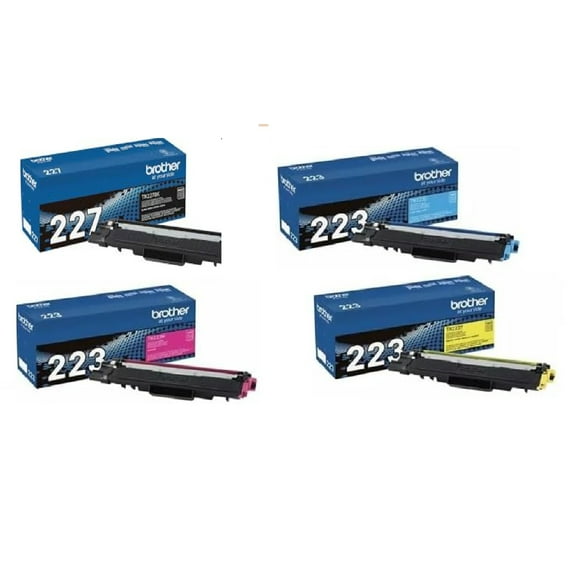 Brother TN227  Set of High Yield Black and Standard Yield Cyan/Magenta/Yellow Toner Cartridge Set, 4/Pack