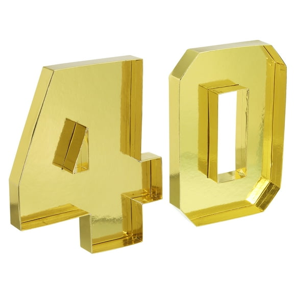 Uxcell 40 Cardboard Number Set, Paper Box Fillable Tray Container for Mache Chocolate Candy Decorations, 10" Gold
