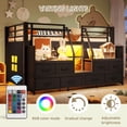 thumbnail image 4 of Bellemave Low Loft Bed with 8 Storage Drawers & LED Lights, Metal Twin Size Loft Beds Frame with Shelves for Kids, Under-Bed Play Space, No Box Spring Needed, Black, 4 of 9