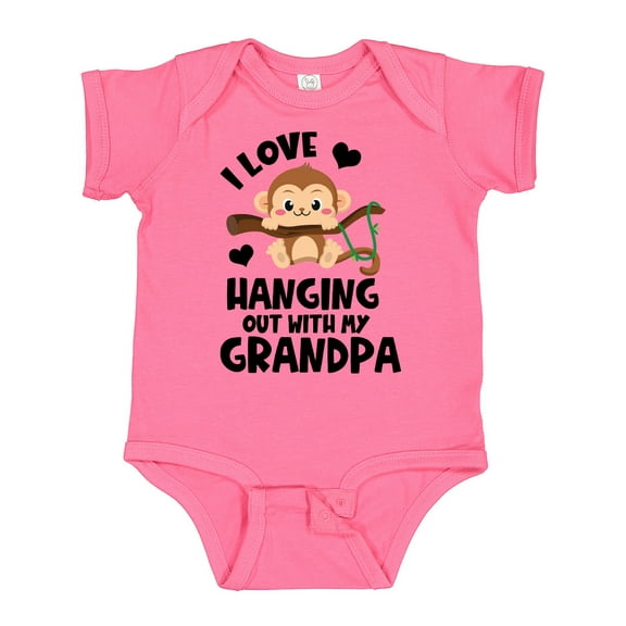 Inktastic Monkey I Love Hanging out with My Grandpa Boys or Girls Baby Bodysuit