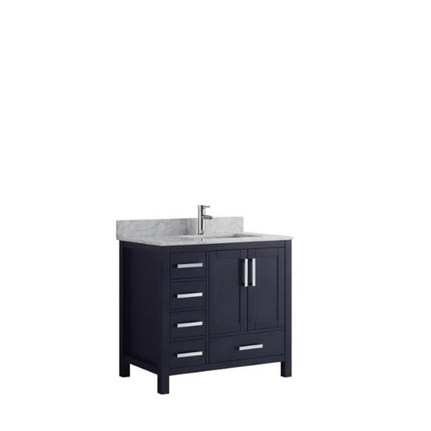 Navy Blue Single Vanity White Carrara, 36 Single Sink Bathroom Vanity Blue With Carrara Marble Top