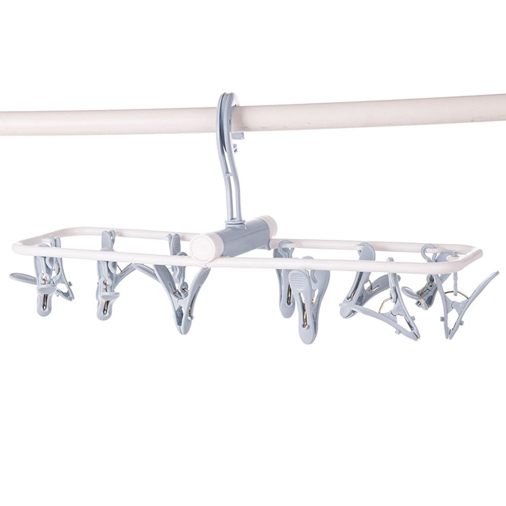 12 Clip Folding Sock Drying Rack Underwear Hanging Shelf