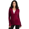 thumbnail image 2 of J. METHOD Women's Snap Button Cardigan Long Sleeve Knit Ribbed Sweater NEWJ181 Wine S, 2 of 5