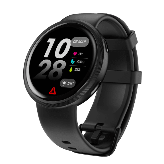 Reebok Rush Fitness Tracker Smartwatch for Men & Women, AGPS, Heart Rate & SpO2 Monitor, 1.39” LCD Display, 80  Sports Modes, 10-Day Battery, IP68 Water Resistant, Android & iOS, Midnight Black