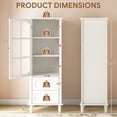 thumbnail image 5 of SESSLIFE Small Pantry Cabinet with Glass Door and Drawers, Kitchen Cabinet with Adjustable Shelves, Pantry Storage Cabinet for Dining Room, Coffee Nook and Small Spaces, White, 5 of 11
