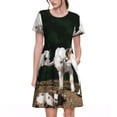 thumbnail image 1 of Fotbe Cute Goat Baby Vestido Largo de Moda para Mujer, Vestido Tipo Camiseta con Manga Corta y Estilo Casual a Rayas y Bloques de Color, 1 of 6
