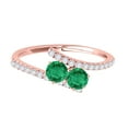 thumbnail image 5 of Mauli Jewels Engagement Rings for Women 1.15 Carat Two Stone Emerald and Diamond Engagement Ring 4 Prong-Setting 14k Rose Gold, 5 of 6