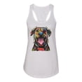 thumbnail image 3 of My Favorite Breed is The One In Need | Colorful Labrador Dog | Dean Russo Art Animal Lover Ladies Racerback Sleeveless Top, White, S, 3 of 5