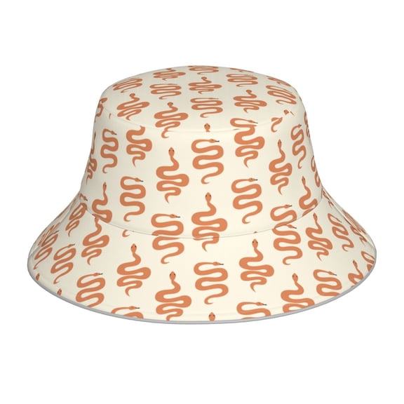 Fuzoiu Hand Drawn Snake Print Reflective Bucket Hat,Outdoor Hat for Men and Women,Bucket Hat for Travel Fishing Hunting Summer Camp