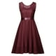 thumbnail image 1 of Vestido Bouanq para mujer, para invitada de boda, de manga corta, estilo alto-bajo, estilo patinador, corte A, con encaje floral, para fiesta de noche y graduación., 1 of 6