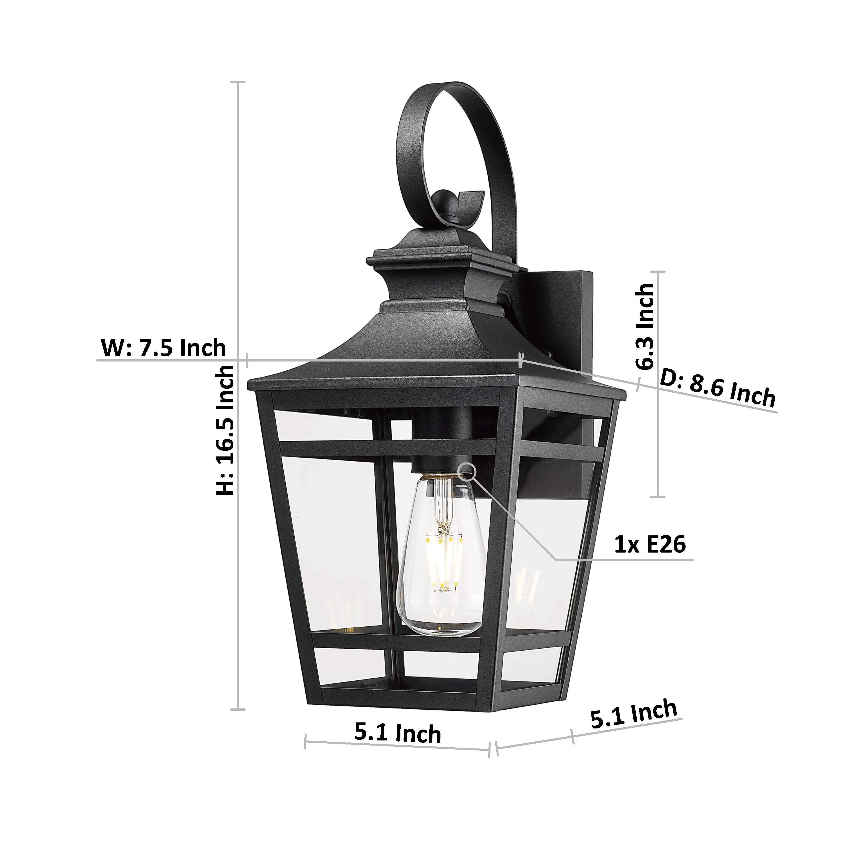 Outdoor Wall Lights, 16.5 Inch Large Waterproof Exterior Wall Lamp for House Patio Porch Garden Outdoor Lighting, Black