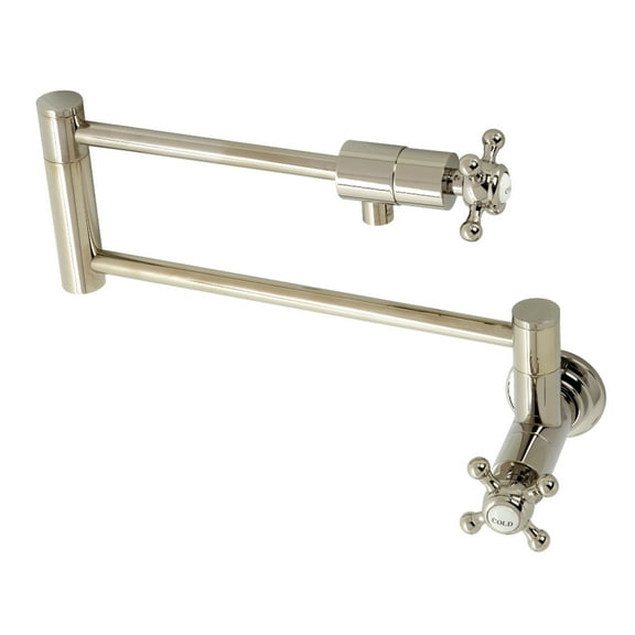Kingston Brass KS4106BX Metropolitan Two-Handle 1-Hole Wall Mount Pot Filler Faucet in Polished Nickel