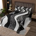 thumbnail image 2 of Erosebridal Grey Stripes Quilt Sets for Queen Size Bed, Chic Butterfly Bed Set, 3pcs, 2 of 5