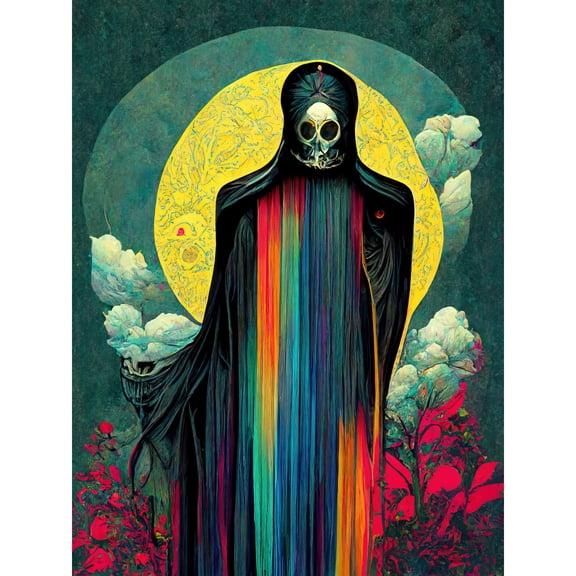 Death Tarot Card Skull Full Moon Illustration Large Wall Art Poster Print Thick Paper 18X24 Inch