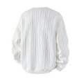thumbnail image 5 of LNWUY Mens Crewneck Pullover Sweaters Business Casual Long Sleeve Slim Fit Sweater Chunky Cable Knit Sweater Top White XXL, 5 of 5