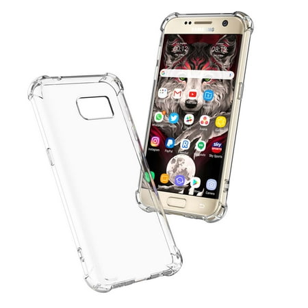 Njjex Galaxy S20 FE 5G A11 S7 S8 S9+ S10e Note 9 Case, Galaxy S7 Crystal Clear Shock Absorption Technology Bumper Soft TPU Cover Case for Samsung Galaxy S7 5.1" -Clear