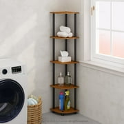 Furinno Turn-N-Tube 5 Tier Multipurpose Corner Display Rack Shelving Unit, Light Cherry/Black