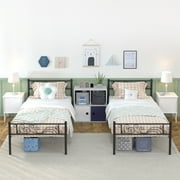 Yoneston Twin Size Metal Platform Bed Frame with Headboard Footboard for Boys Kids Adults, Black