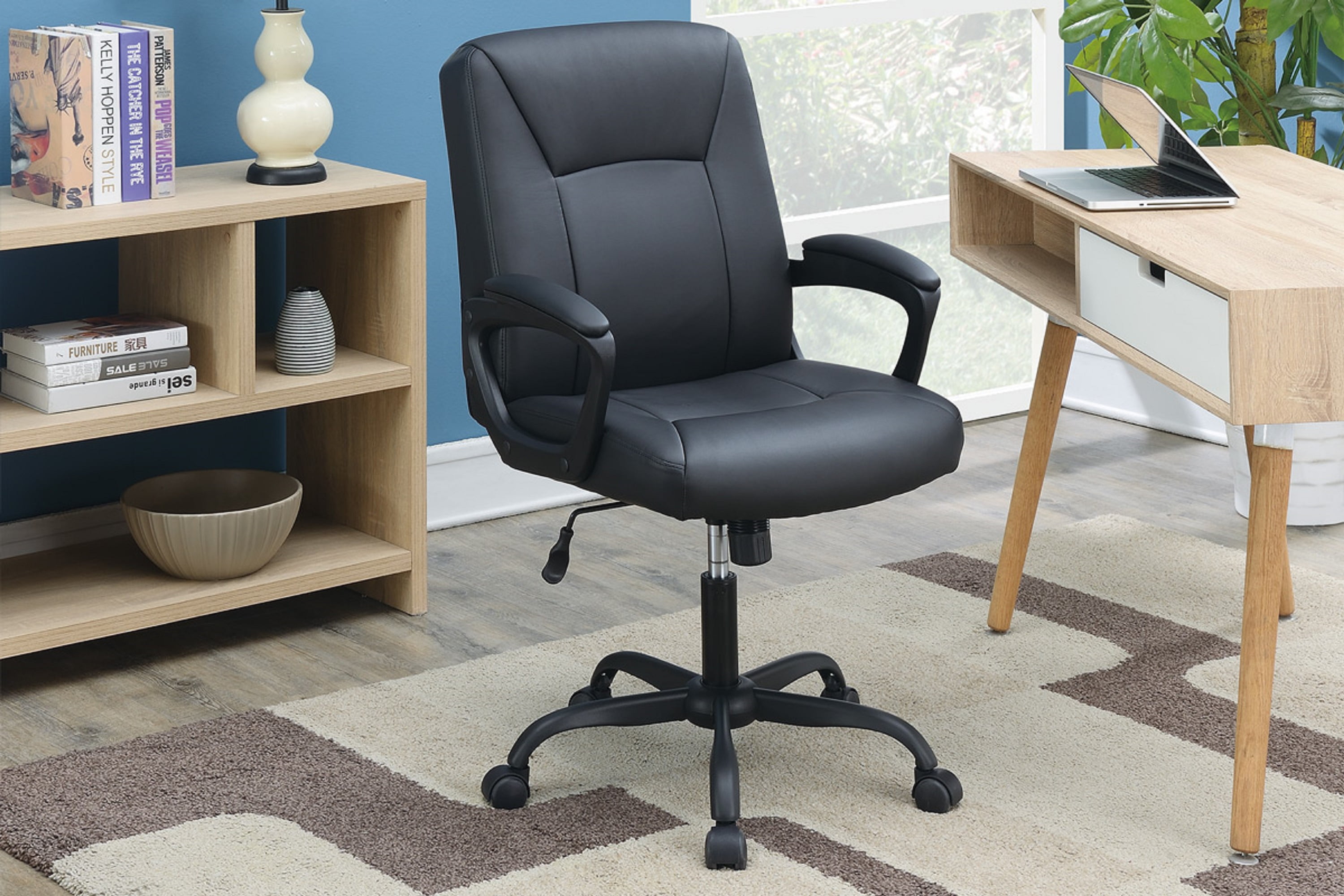 Dcenta Relax Cushioned Office Chair 1pc Black Upholstered Seat back