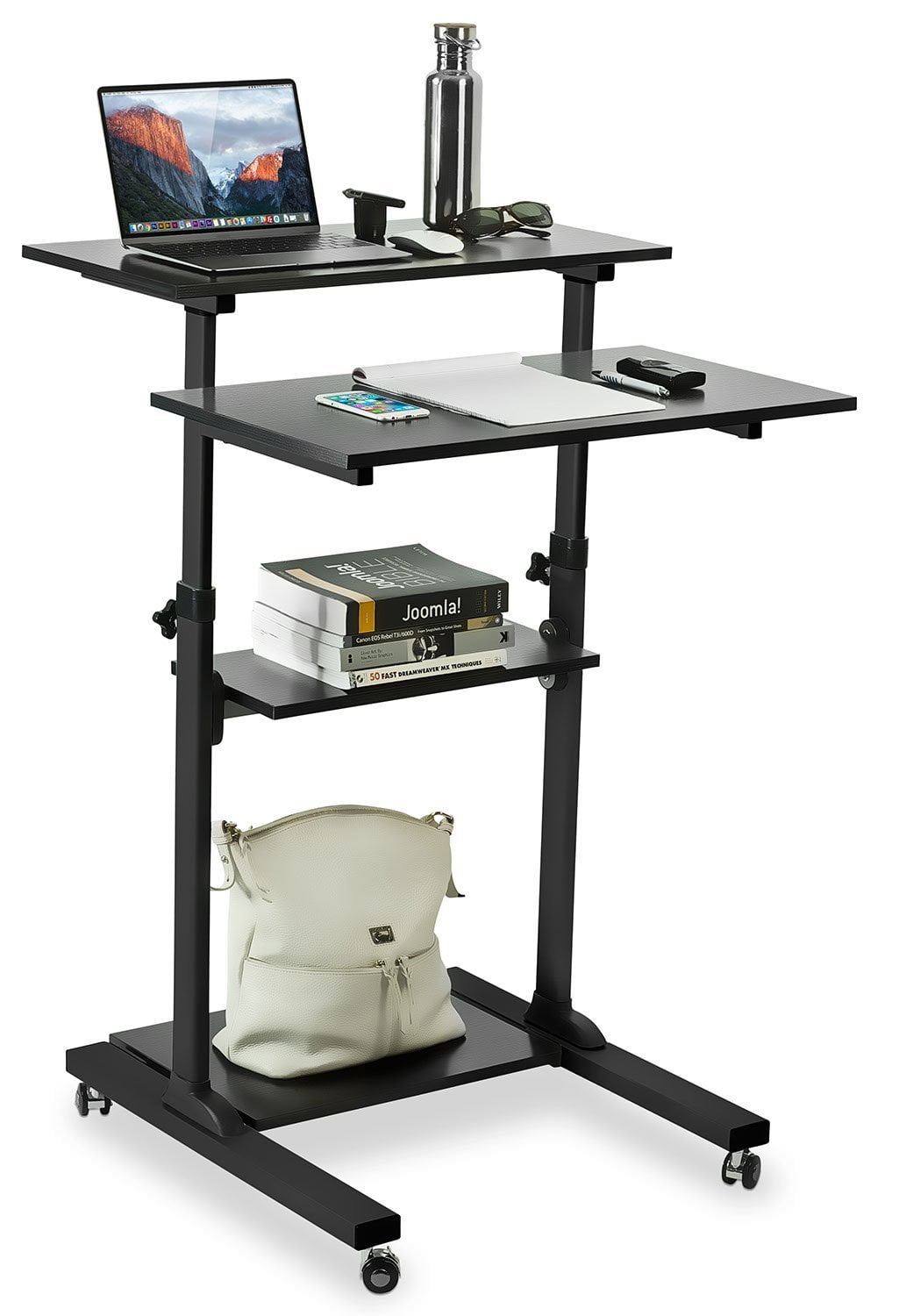 Mount It Mobile Stand Up Desk Height Adjule Computer Work Station Rolling Presentation Cart