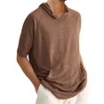 thumbnail image 2 of LANGWYQU Short Sleeved Men Solid Color Casual Hooded Tops Male Knit Hoodies, 2 of 5
