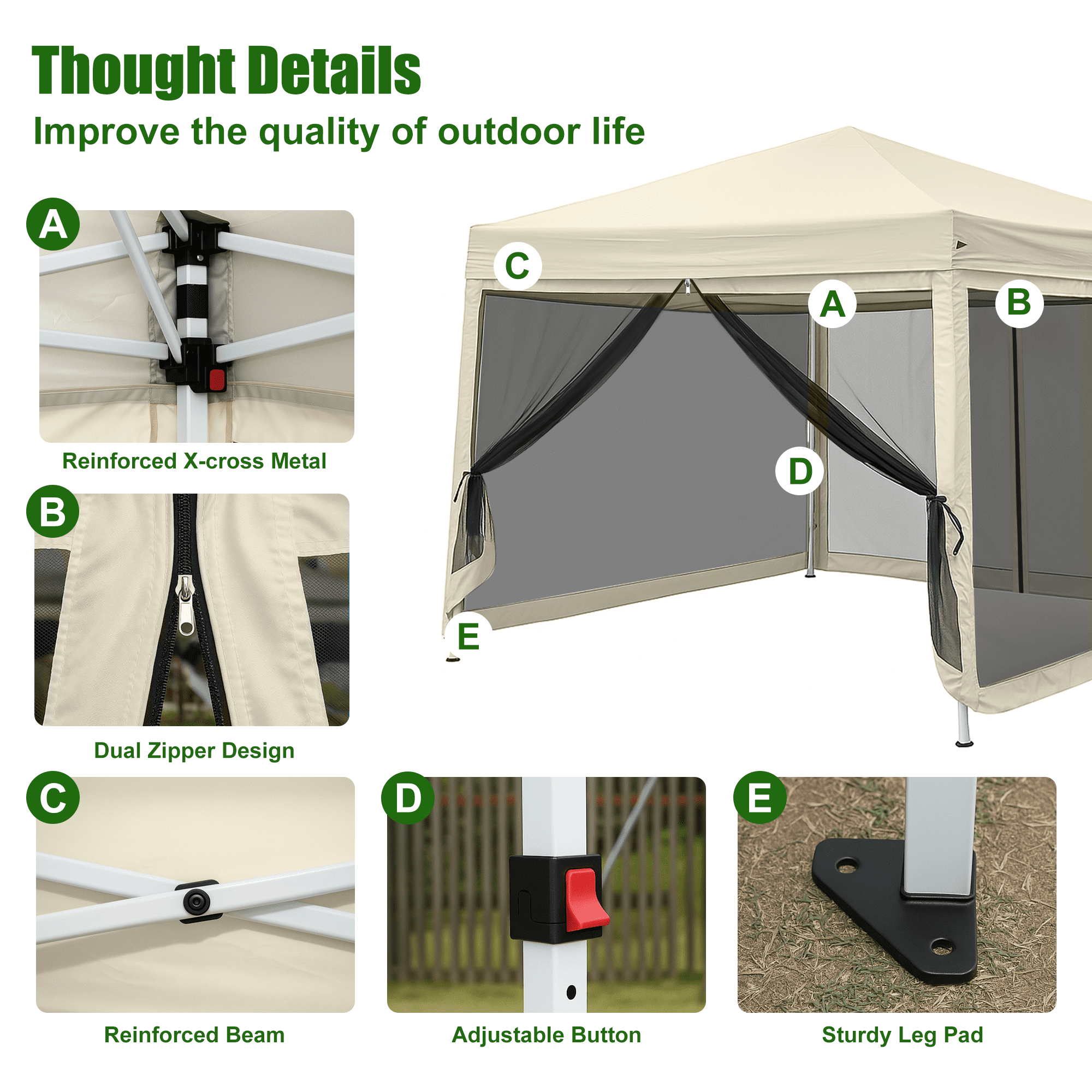 GVDV 10ft x 10ft Pop-Up Canopy, Outdoor Canopy tent with