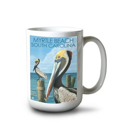 

15 fl oz Ceramic Mug Myrtle Beach South Carolina Pelicans Dishwasher & Microwave Safe