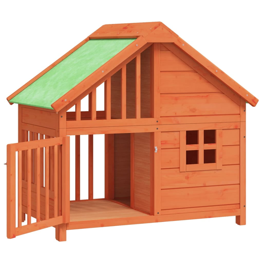 vidaXL Dog Kennel Brown 37.8"x23.8"x34.3" Solid Wood Pine